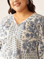 Janasya Light Cotton Floral A-Line Kurta Set | Grocsy