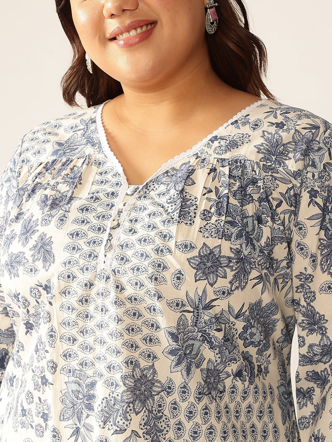 Janasya Light Cotton Floral A-Line Kurta Set | Grocsy