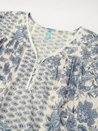 Janasya Light Cotton Floral A-Line Kurta Set | Grocsy