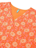 Janasya Bright Georgette Floral A-Line Tunic | Grocsy