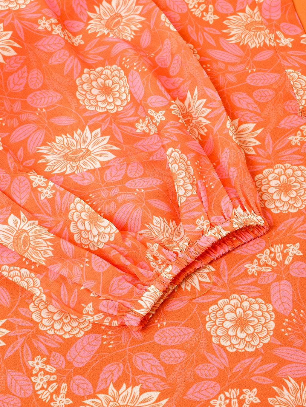 Janasya Bright Georgette Floral A-Line Tunic | Grocsy