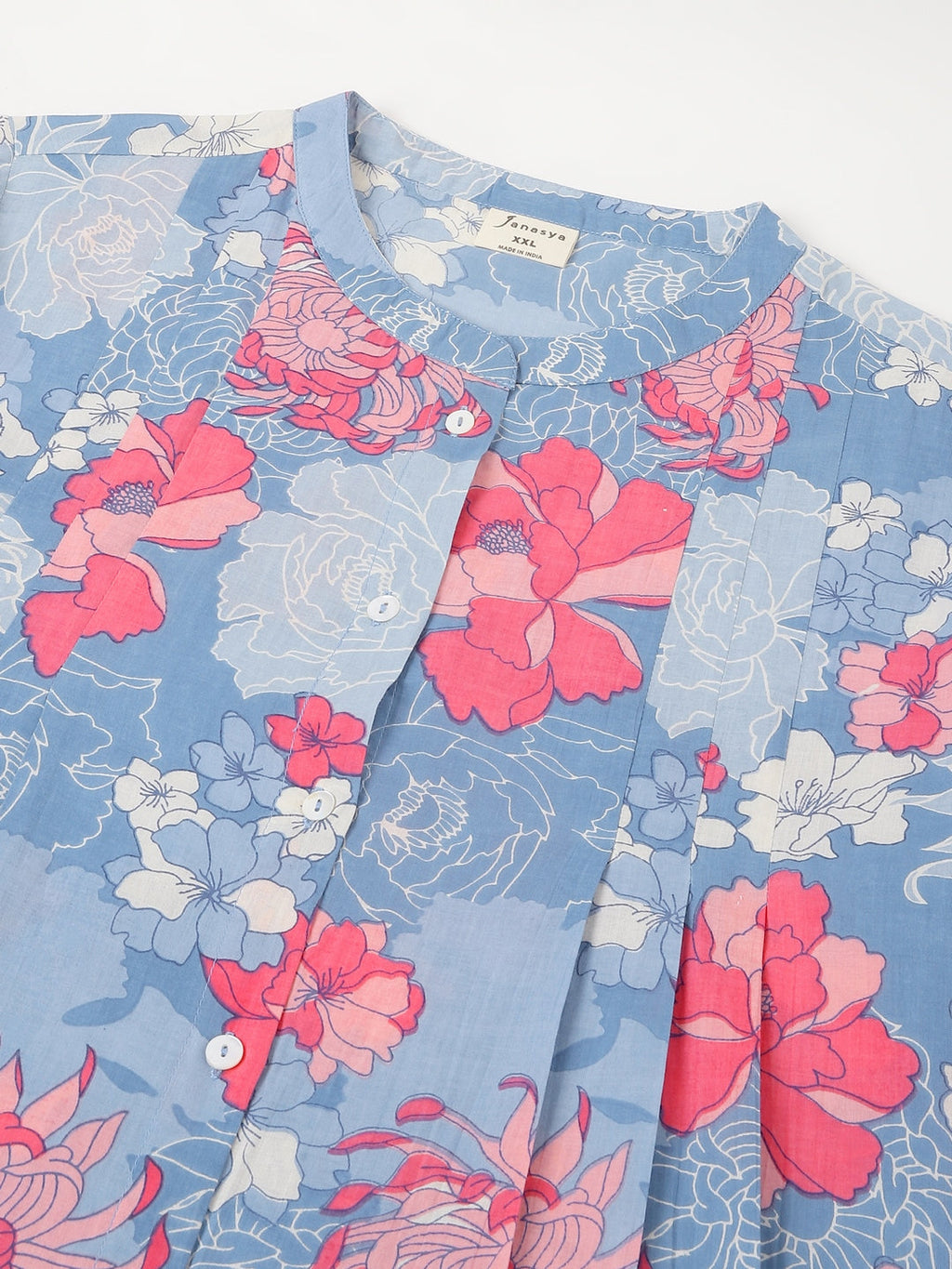 Janasya Bright Cotton Floral A-Line Tunic | Grocsy