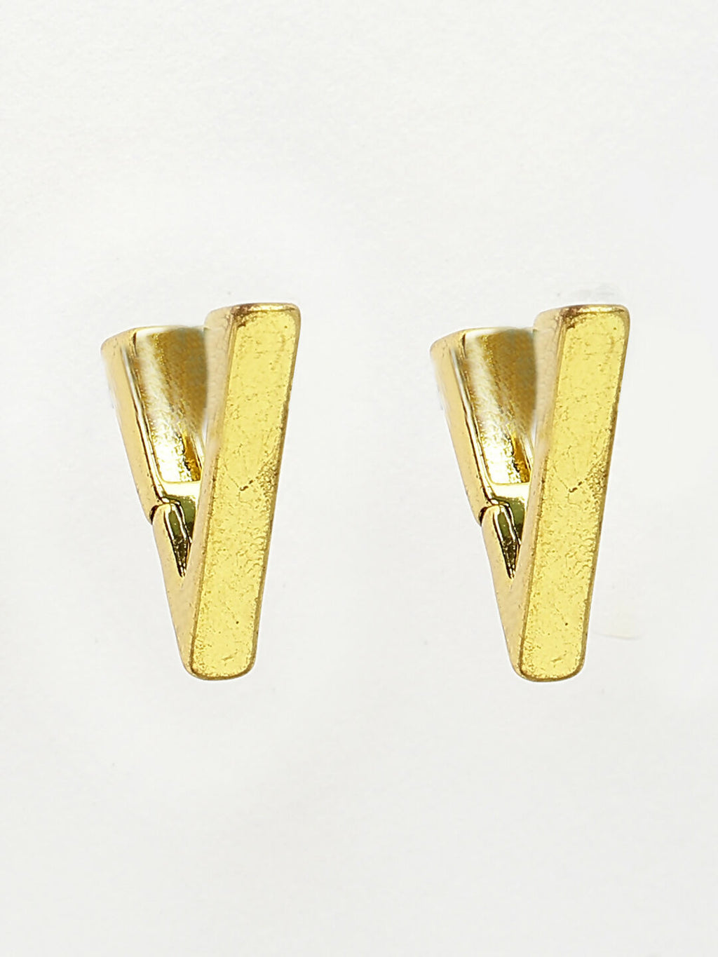 NVR Men's Gold-Polished Geometric Shape Stainless Steel Studs Earring | Grocsy