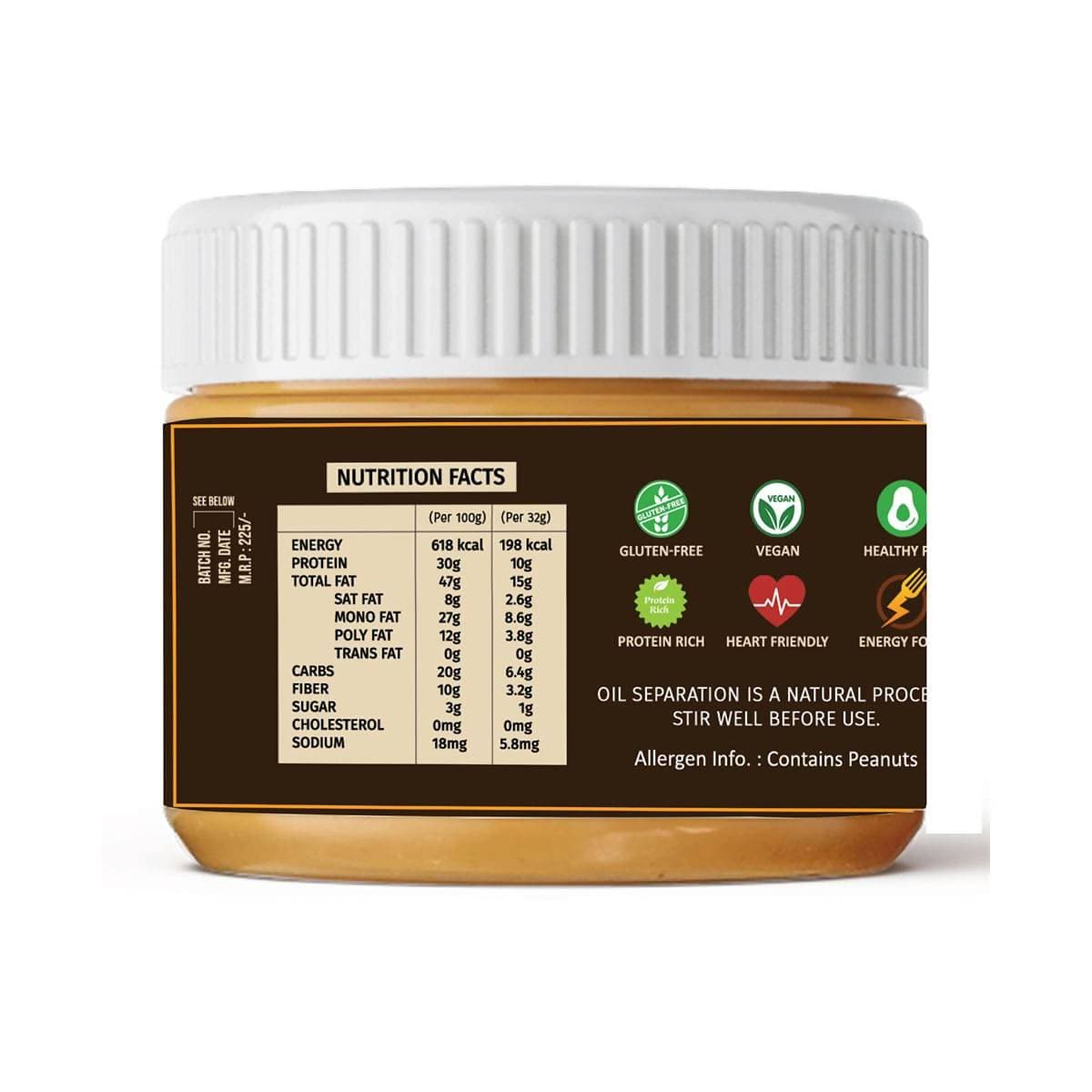 Oye Healthy! Peanut Butter Natural Creamy - Combo Pack of 2 ( 850gm + 340gm ) | Grocsy