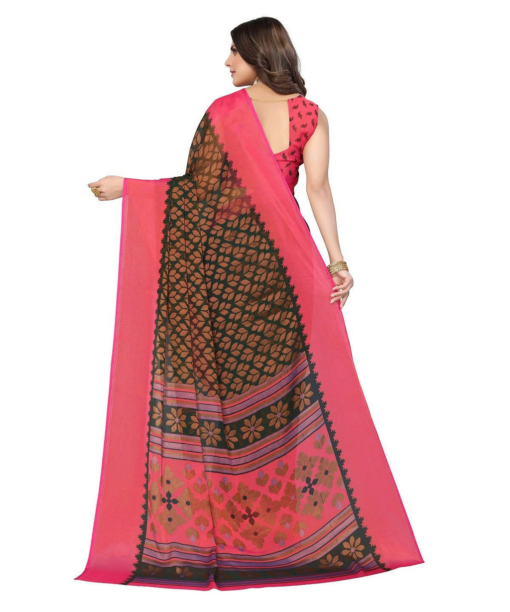 Vamika Green Chiffon Brasso Bollywood Style Woven Saree (ALIZA GREEN) | Grocsy
