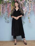 Joban Fashion Black Hand Embellished Velvet Set | Grocsy