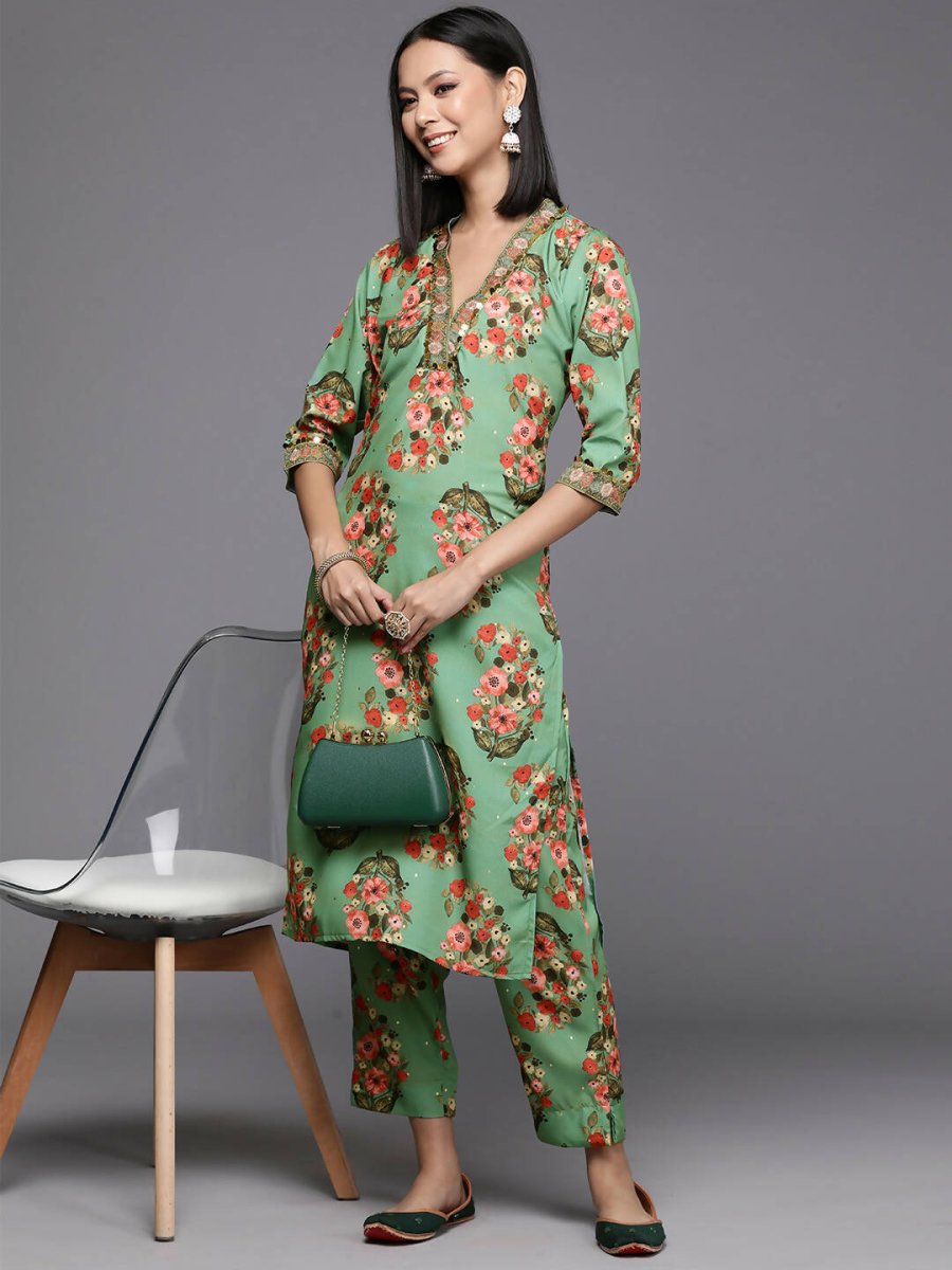 Ahalyaa Women's Traditional wear Kurta Set - Green | Grocsy