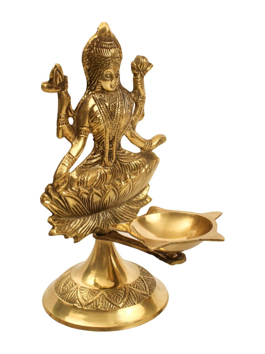 Spillbox Gold-Toned Brass Lakshmi Diya Pooja Essential | Grocsy