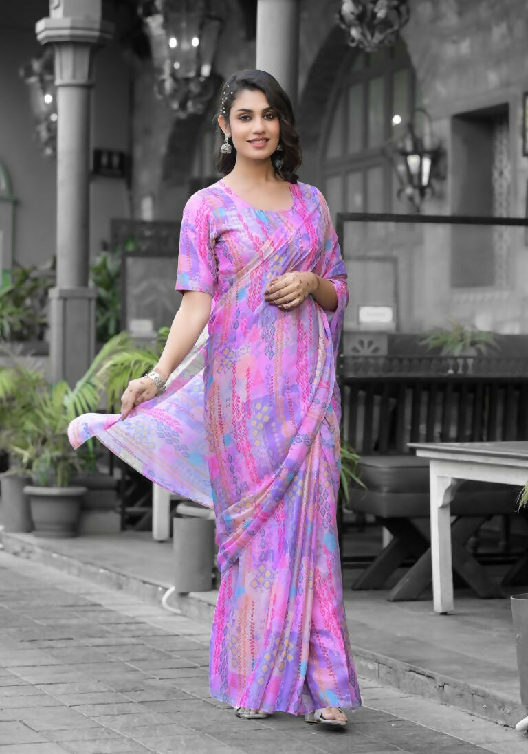 stylish Casual Pink Imported georgette Ready to Wear Fancy Saree - Ashwini | Grocsy