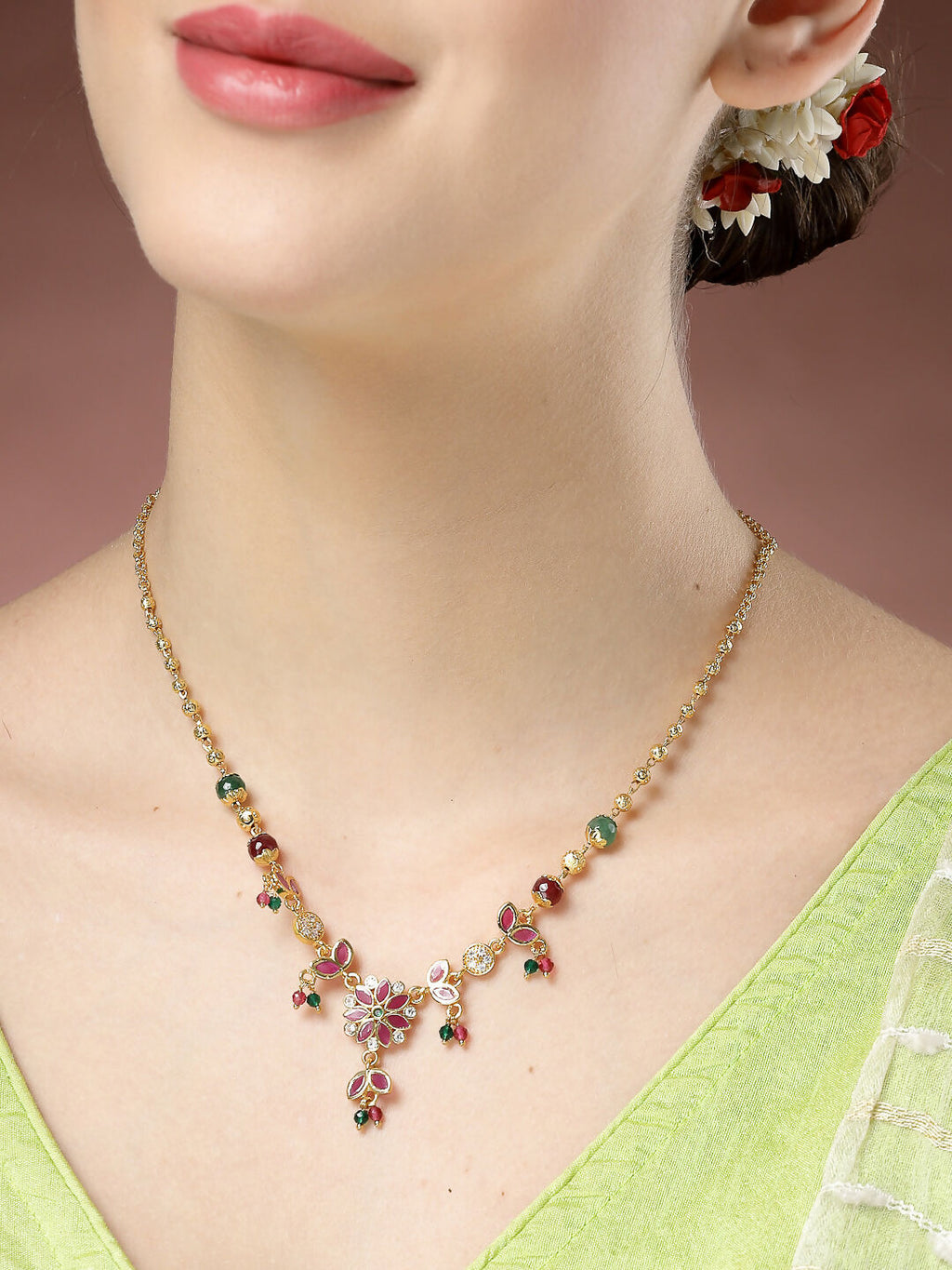 NVR Women's Multicolor Gold-Polished Minimal Chain | Grocsy