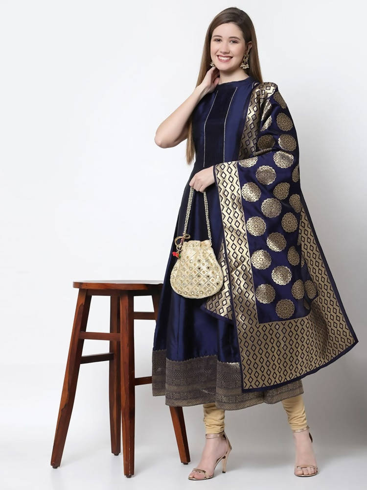 Myshka Blue Color Silk blend Solid Anarkali Gown With Dupatta | Grocsy