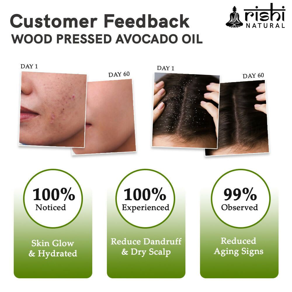 Rishi Natural Avocado Oil Wood Pressed 100% Pure Healthy skin And Hair | Grocsy