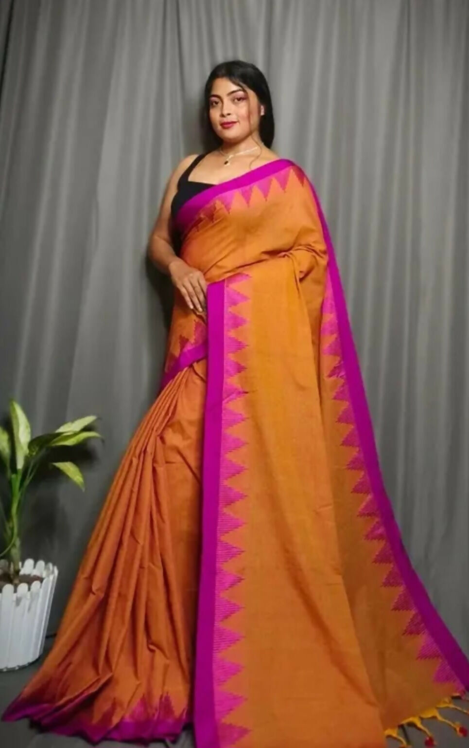 Exclusive Collection Beautiful Mustard Pure Cotton Woven Handloom Saree With Running Blouse Piece | Grocsy