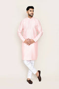 Joban Fashion Pink Colored Jacquard Silk Fabric Kurta With Straight Fit Pant | Grocsy