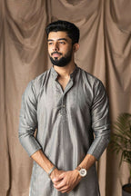 Grey Rayon Thread Embroidery Work Kurta Set - Mahotsav | Grocsy