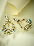 Nuyug 22K Gold-Plated Kundan Stone Studded & Pearl Beaded Chandbalis | Grocsy