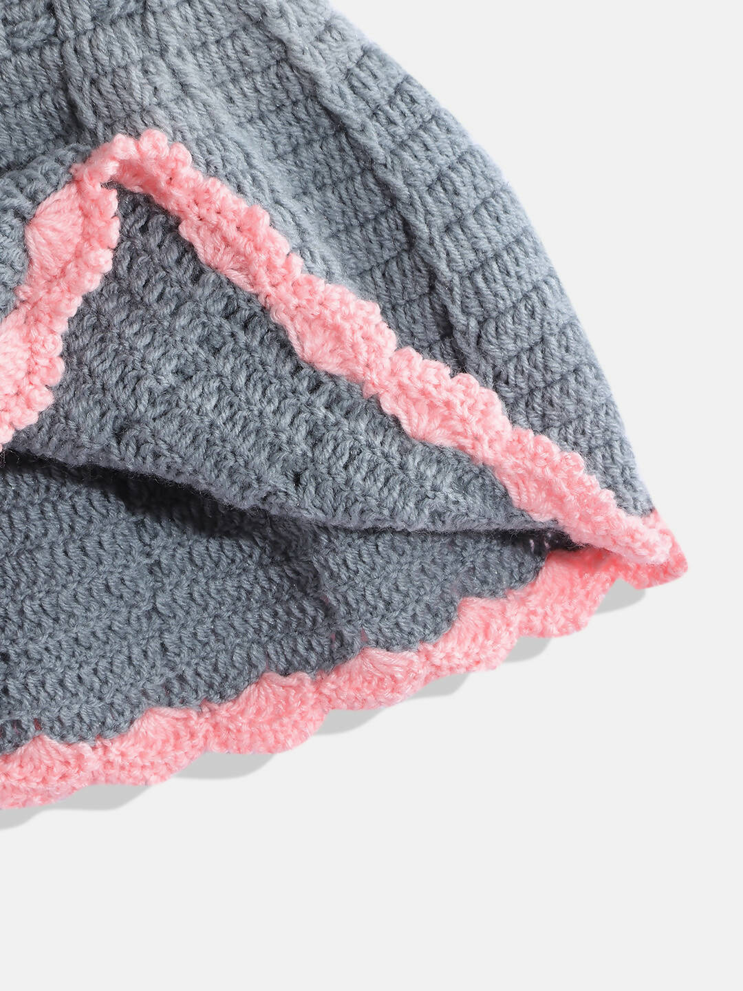 Chutput Kids Woollen Hand Knitted Sleeveless Bow Detail Dress For Baby Girls - Grey | Grocsy