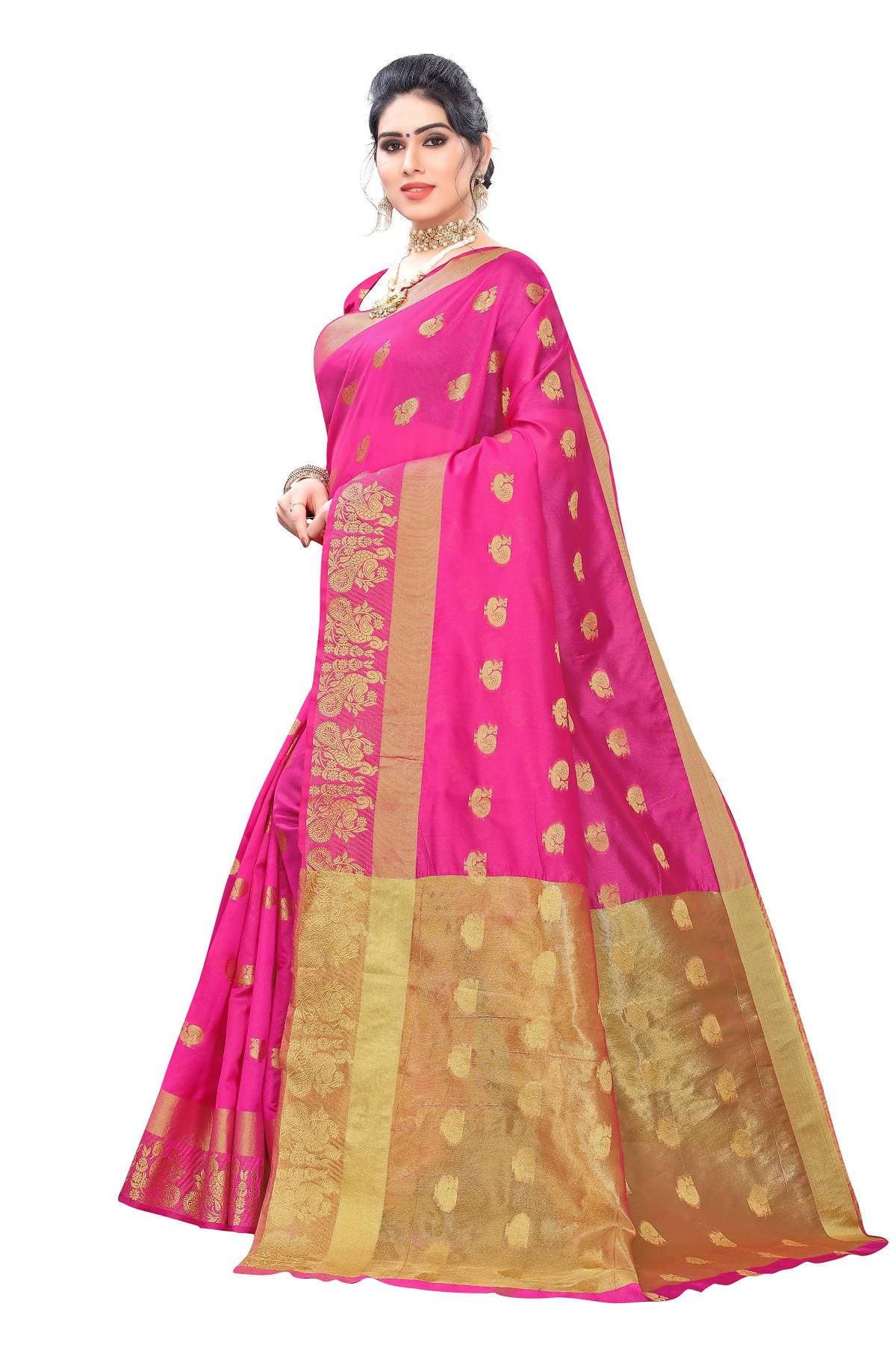 Vamika Banarasi Jacquard Weaving Pink Saree | Grocsy