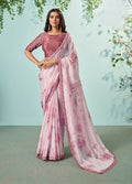 Mauve Crepe Silk Printed Saree With Unstitched Blouse Piece - Norita Ikshita | Grocsy
