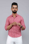 Miravan Men's Cotton Pink Floral Printed Shirt | Grocsy
