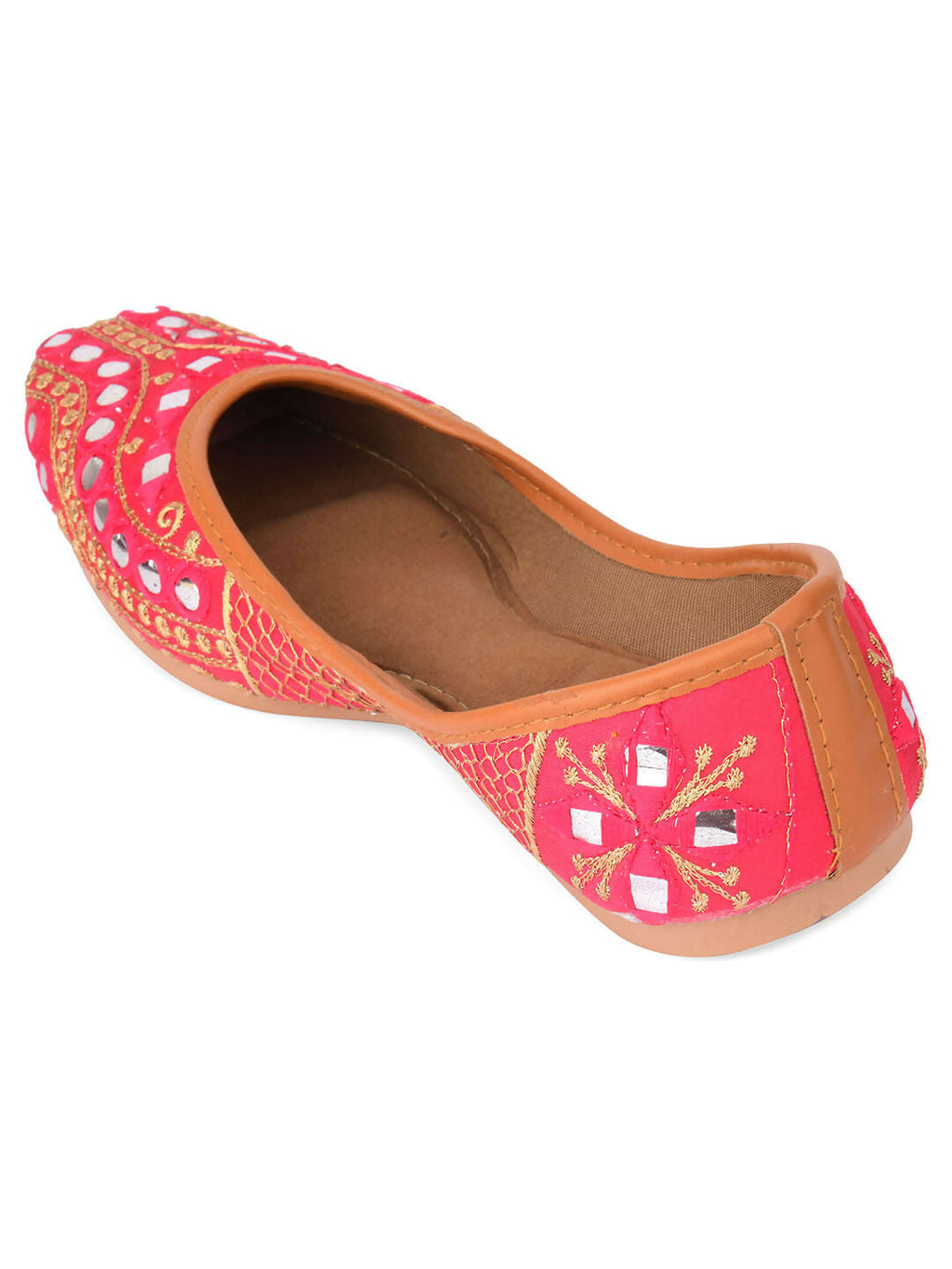 Desi Colour Women Indian Ethnic Footwear-Mini Dabka-Pink Mirror Lines | Grocsy