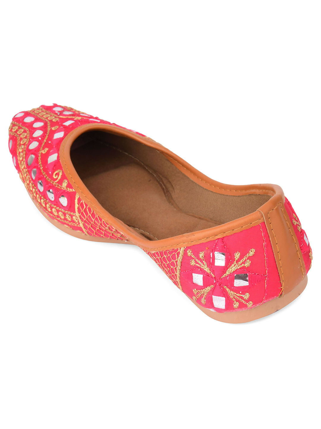 Desi Colour Women Indian Ethnic Footwear-Mini Dabka-Pink Mirror Lines | Grocsy