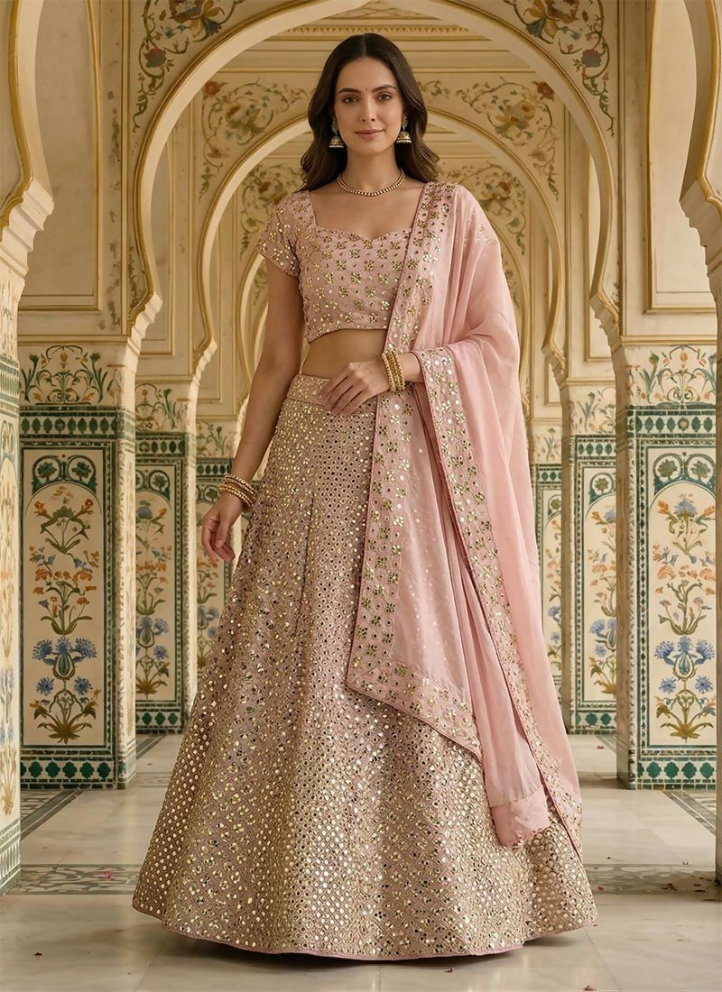Lehenga Mart Baby Pink Faux Georgette Designer Bollywood Style Wedding Wear Lehenga Choli | Grocsy