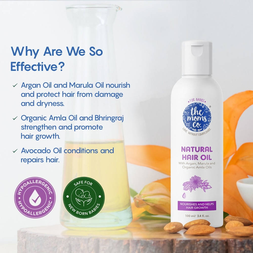 The Moms Co Natural Baby Hair Oil For Strengthens & Softens Baby's Hair | Grocsy