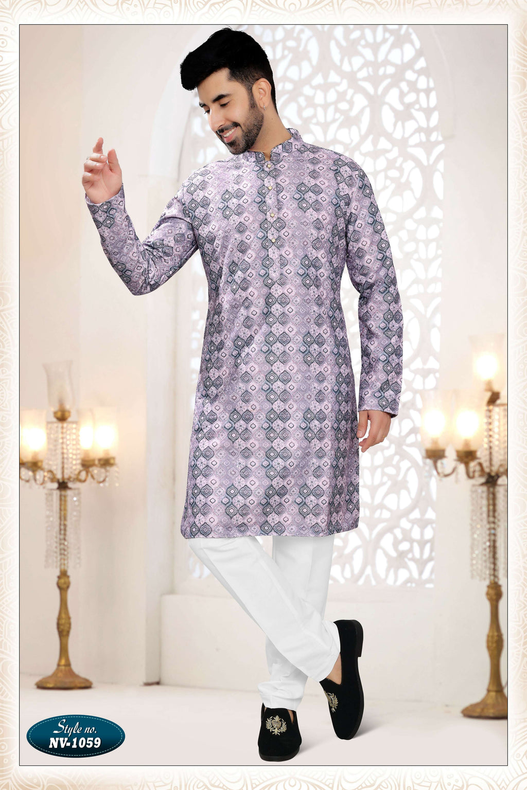 Joban Fashion Men's Purple Straight Silk Thread Embroidery All Over Kurta Set | Grocsy