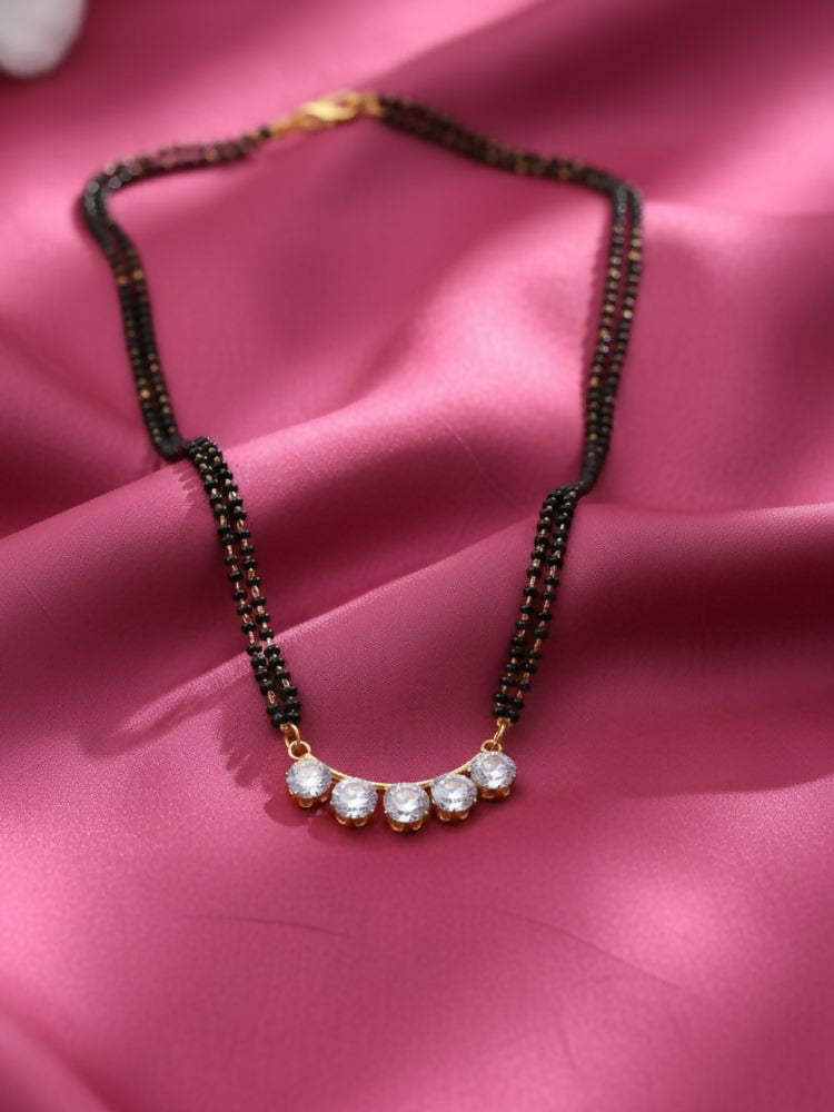 NVR Women Gold Plated Black Beaded Mangalsutra | Grocsy