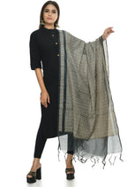 Mominos Fashion Moeza Handloom Cotton Grey Dupatta | Grocsy