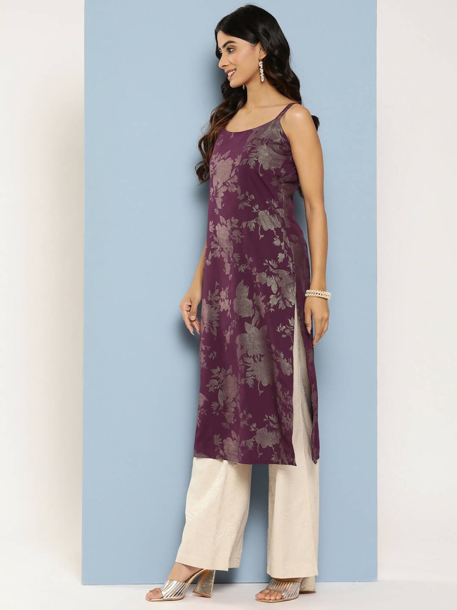 Ahalyaa Women's Traditional wear Kurta - Wine | Grocsy