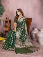 Aastha Fashion Green Soft Organza Silk Weaving Saree | Grocsy