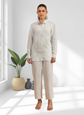 Joban Fashion Powder Blue Linen Embroidered Readymade Cord Set | Grocsy