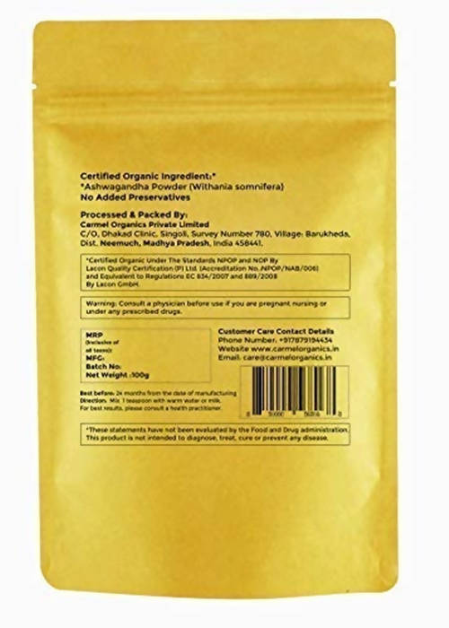 Carmel Organics Ashwagandha Powder | Grocsy