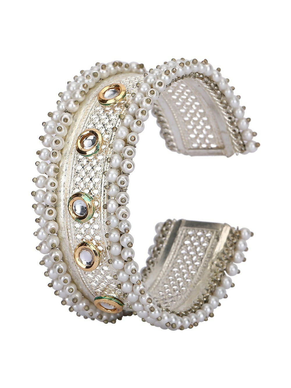 Joban Fashion Women White Beads Style Silver Tone Bangle | Grocsy