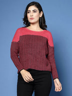 Women Winter Fuchsia Acrylic Sweater - Wool Trees | Grocsy