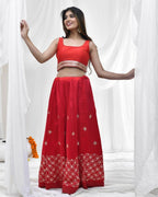 Amodini Designer Studio Red Blouse with Embellished Waistband | Grocsy