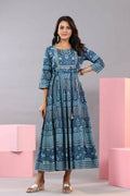 Juniper Women Blue Shantoon Floral Printed Maxi Dress | Grocsy