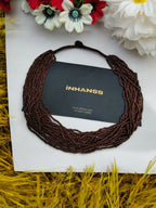 Inhanns Handmade Beaded Multilayer Necklace, 20 Layers - Coffee Brown | Grocsy