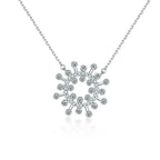 Cauer Moissanite Round Pendant Necklace in 925 Sterling Silver, White Gold Plated | Grocsy