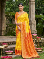 Shree Shyam Fashion Yellow Soft Silk Saree | Grocsy