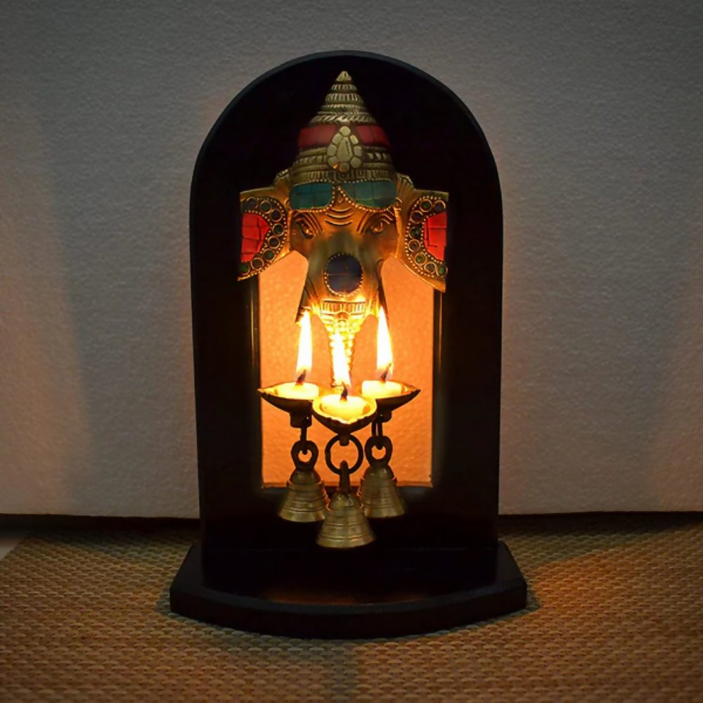 CraftVatika Handwork Ganesha Wall Hanging With Oil Lamp | Grocsy