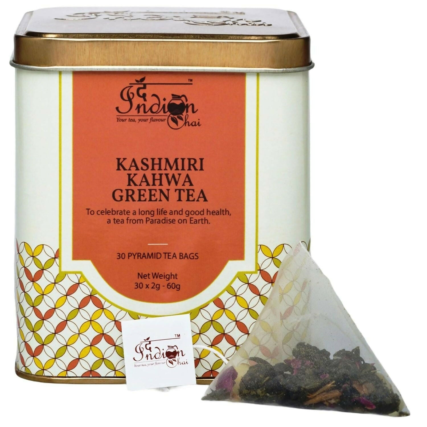 The Indian Chai - Kashmiri Kahwa Green Tea 30 Pyramid Bags | Grocsy