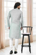 Raivat Ethnic Cotton Thread Work Kurta Pajama In Light Green Colour | Grocsy
