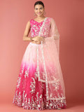 House of Panchhi Rose Tone Shadding Net Sequinse Work Lehenga & Blouse, Dupatta | Grocsy