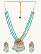 Nuyug 22K Gold-Plated Zircon Studded & Stone Beaded Strings Necklace Set | Grocsy