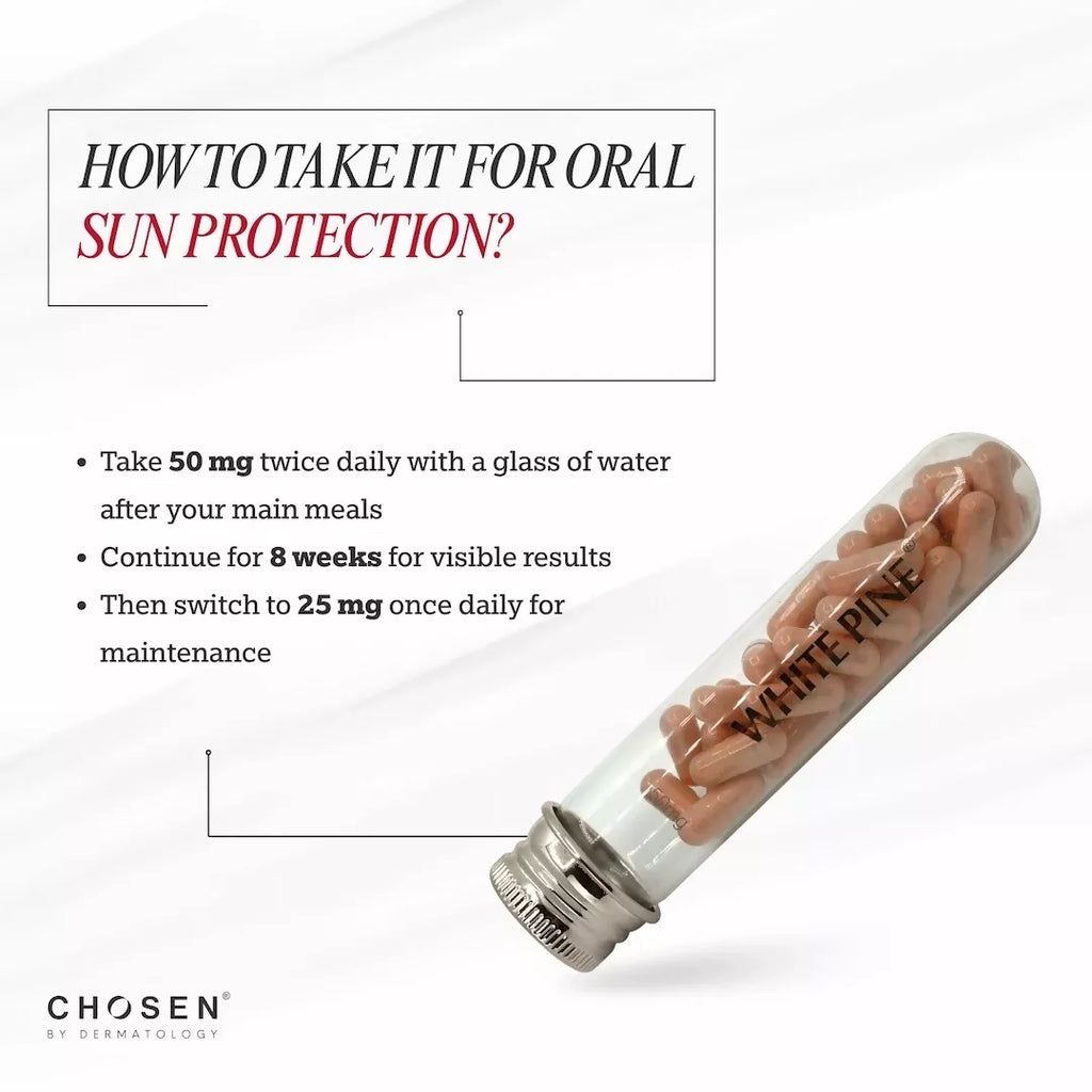 Chosen White Pine Pycnogenol Capsules for Internal Photo Protector And Pigmentation Fighter | Grocsy