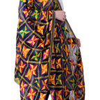 SWI Stylish Women's Embroidered Phulkari Chiffon Navy Blue Dupatta | Grocsy