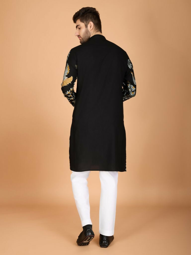 Vastranavya Exclusive Wedding Wear Viscose Rayon Thread Embroidered Work Kurta | Grocsy